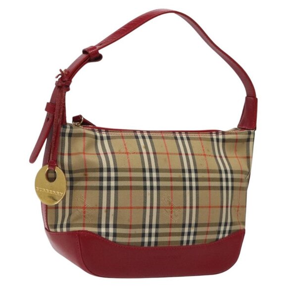 BURBERRY Nova Check Shoulder Bag Canvas Beige Gold Auth 120590 - Picture 1 of 16